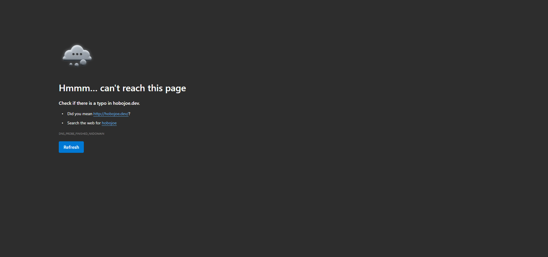 System failure screen